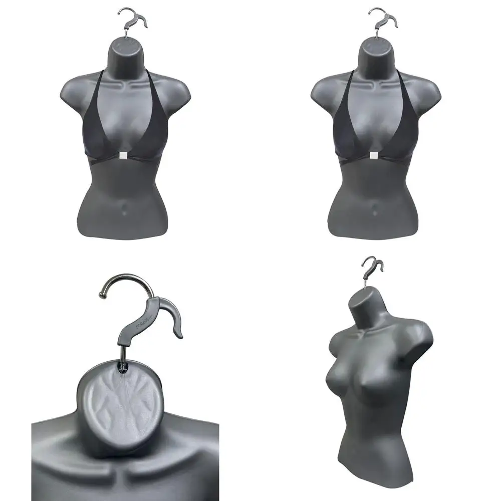 

Gray Stackable Hollow Back Mannequin Set of 2 for S-M Clothing, with Hanging Hooks and Counter Display Options