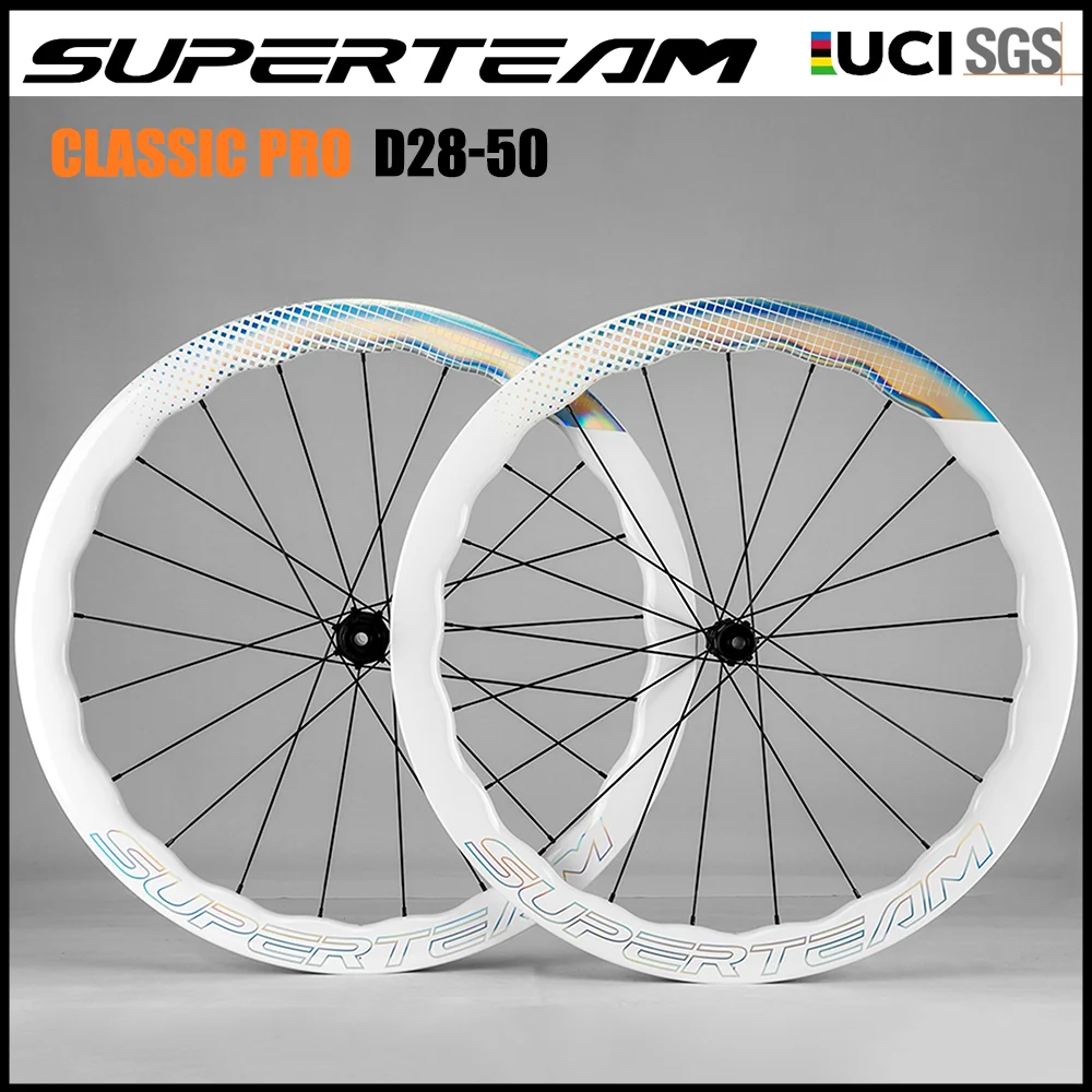

Superteam 700c Carbon disc front and rear wheels tubeless road bicycle racing bike wheelset