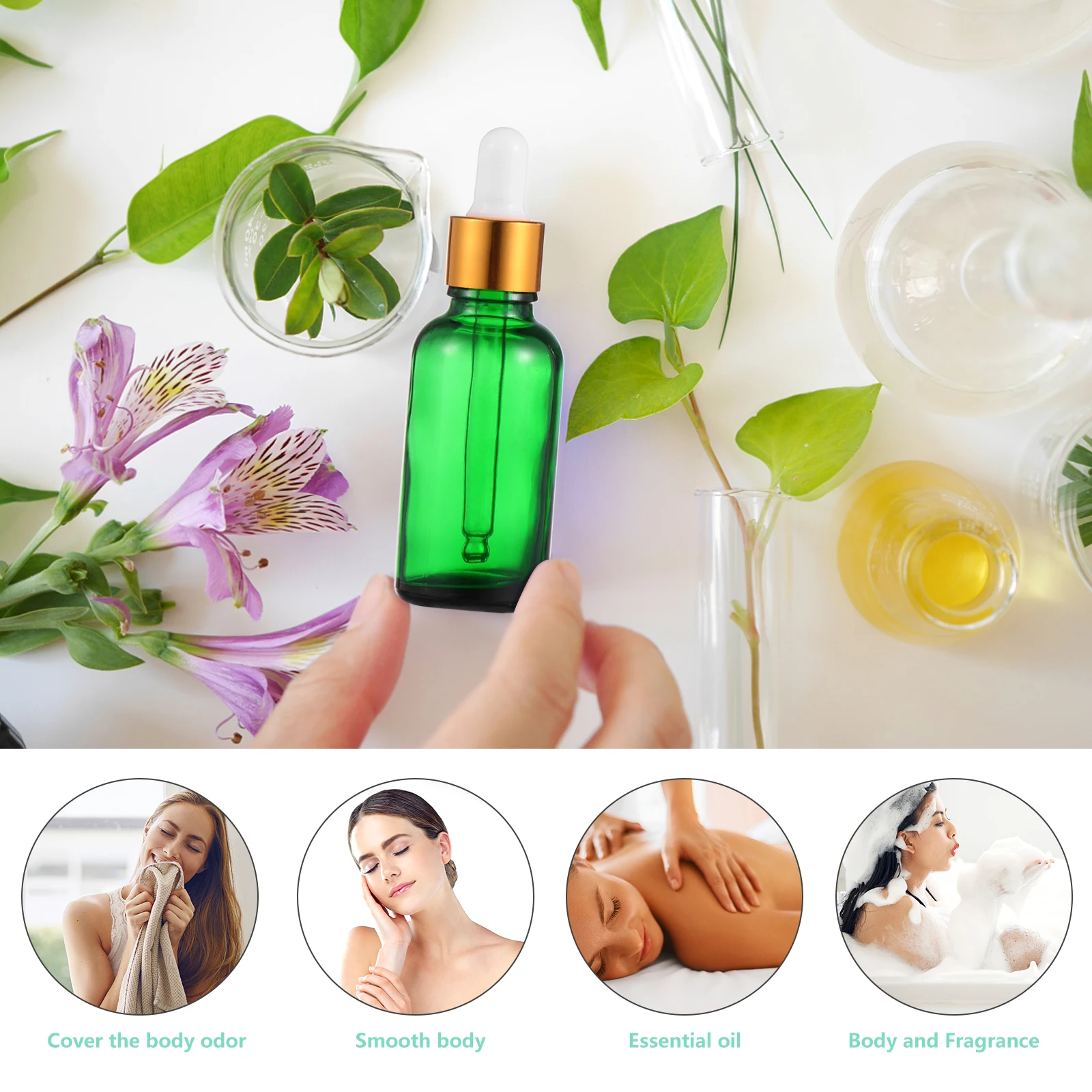 5Pcs Glass Dropper Bottles 30Ml Refillable Travel Container Essential Oil Perfume Storage Vials for DIY Makeup Water