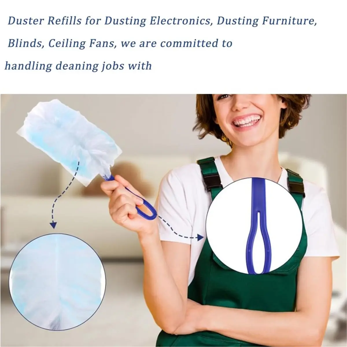 Duster Refills Compatible with Duster, Heavy Duty Multi Duster Replacement with 2 Extra Handle