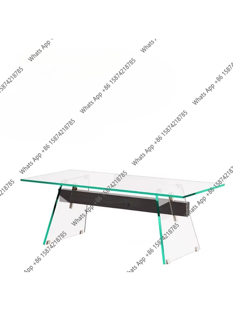 Italian luxury atmosphere high-end design sense luxury desk solid wood thickened tempered glass office tea table