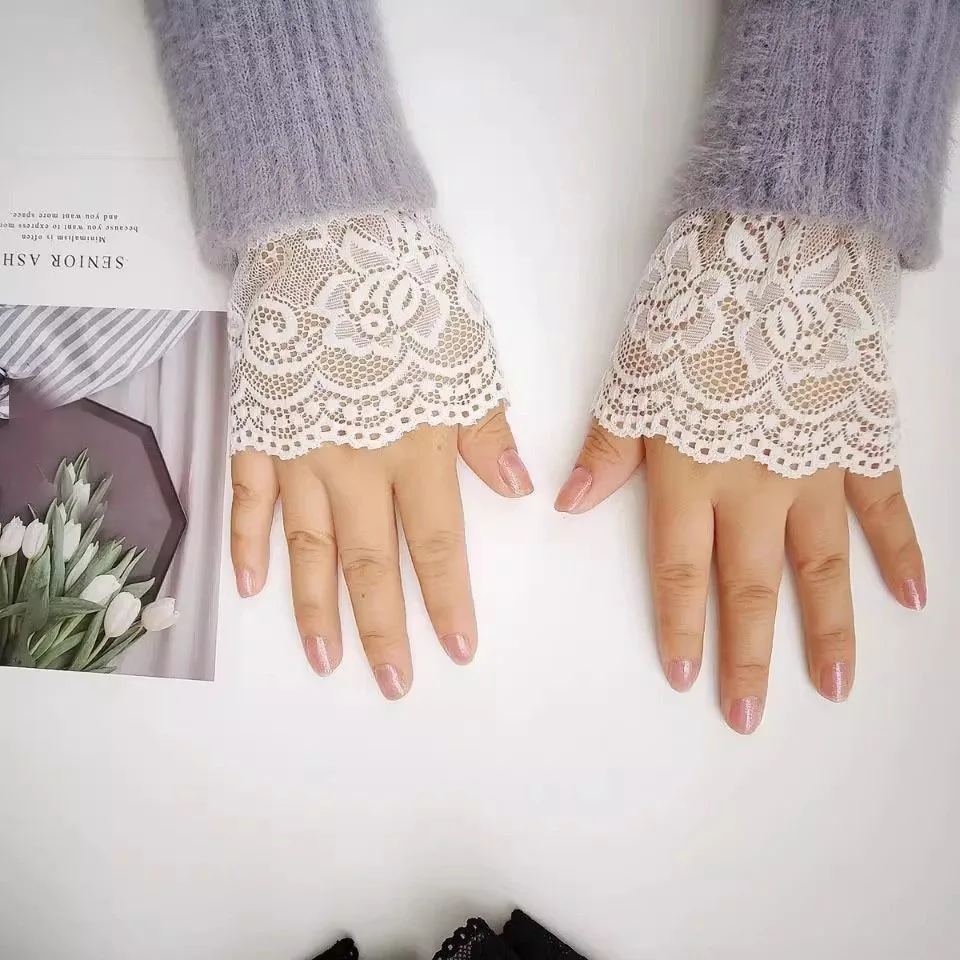 Lace Fake Sleeves Lace Cuffs Women's Wrist Covers Elastic Elastic Apparel Decorative Sleeves Wrist Horn Cuffs