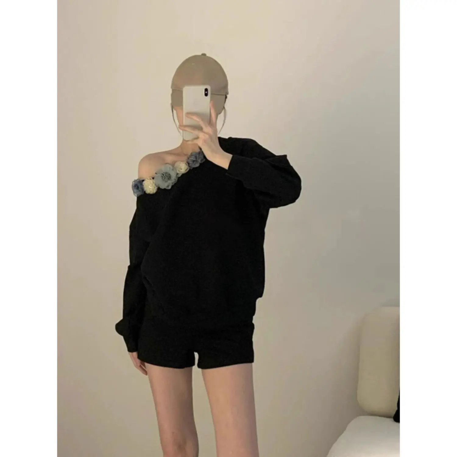 Sudaderas recortadas para mujer, ropa para mujer, cinta de pintura Rockabilly sin forro polar, flor moderna para niña, Kawaii, bohemio Y2K