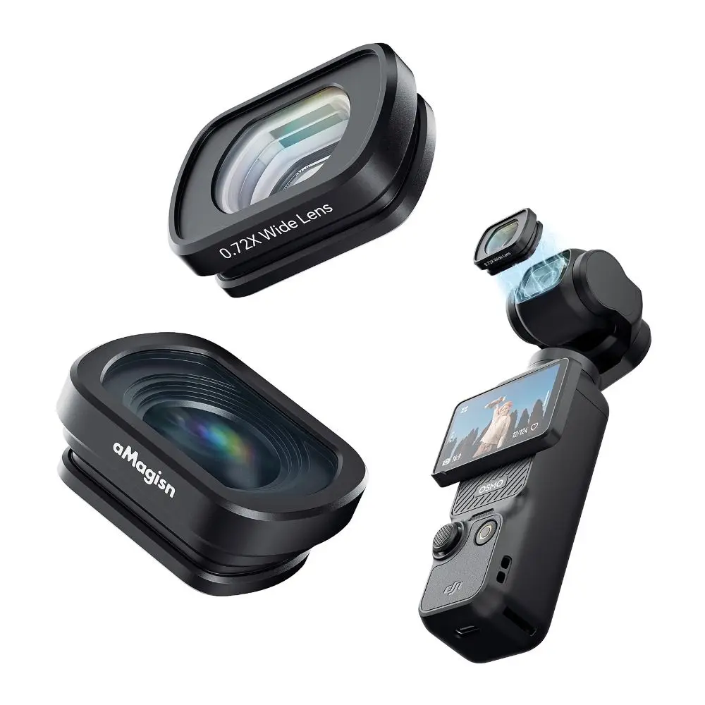 Optical Glass Wide-Angle Lens Magnetic Quick Installation Macro Lens Aluminum Frame Lens Filters for DJI Osmo Pocket 3