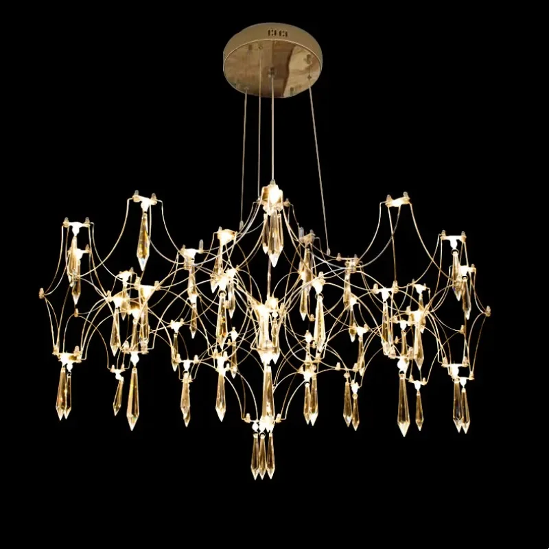 

Nordic modern luxury LED crystal chandelier chrome plated starry restaurant villa living room home decoration lighting fixtures