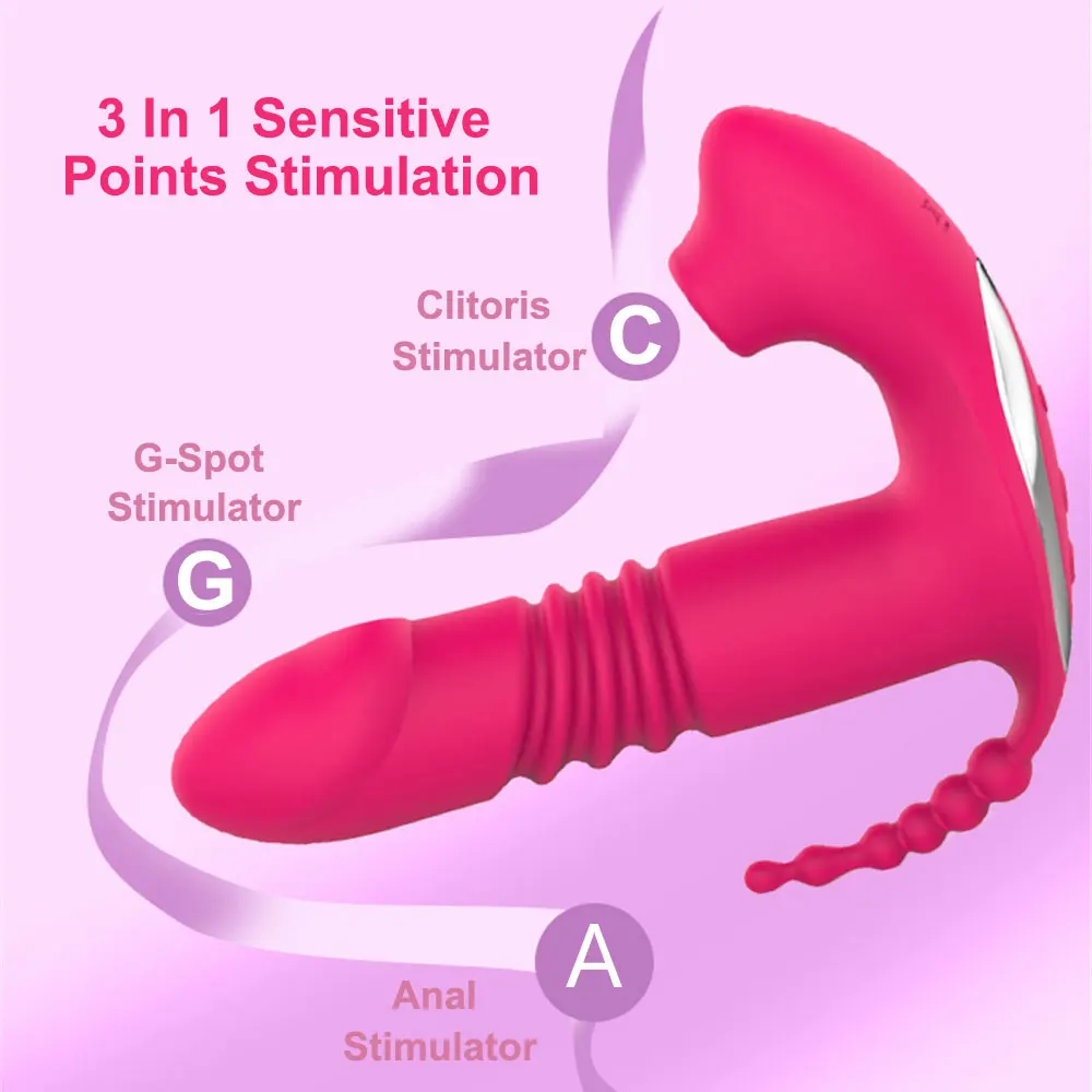 Sucking Clitoris Vibrator Women 3 In 1 Telescopic Wireless Control Clit Sucker 12 Speeds Female Wearable G-Spot Anal Stimulator