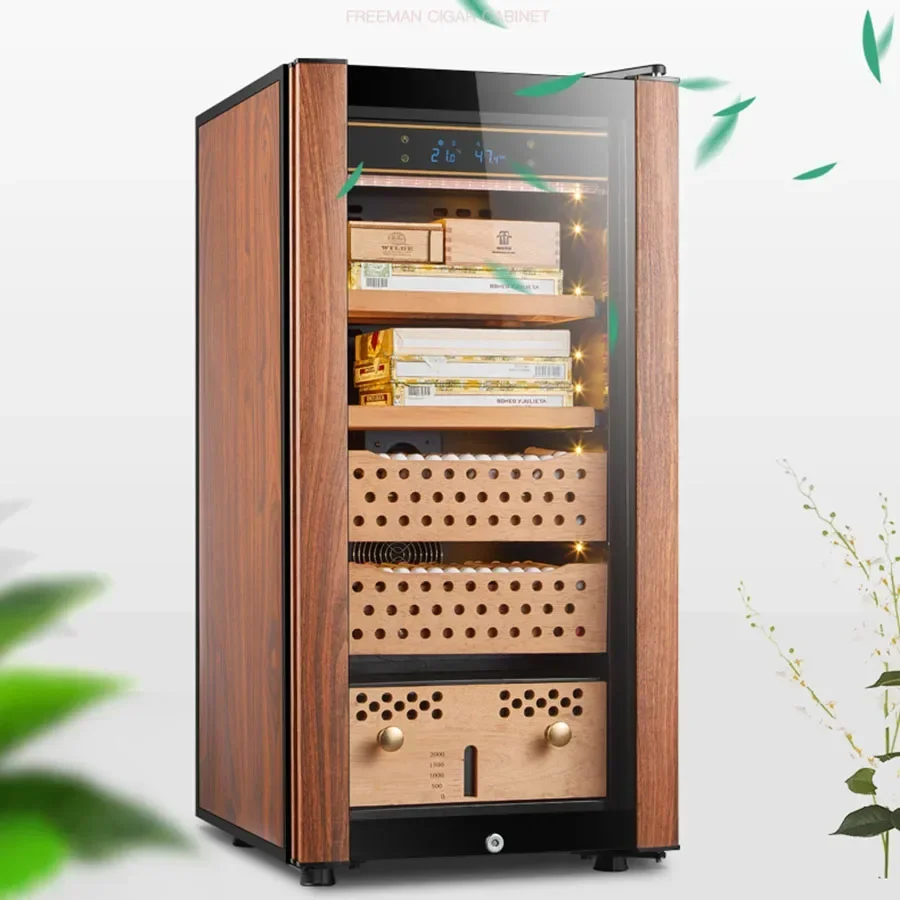 Wood Clear Wine Cabinet Stainless Steel Vertical Thermostatic Standing Floor Luxury Wine Rack Porte Vin Restaurant Furniture