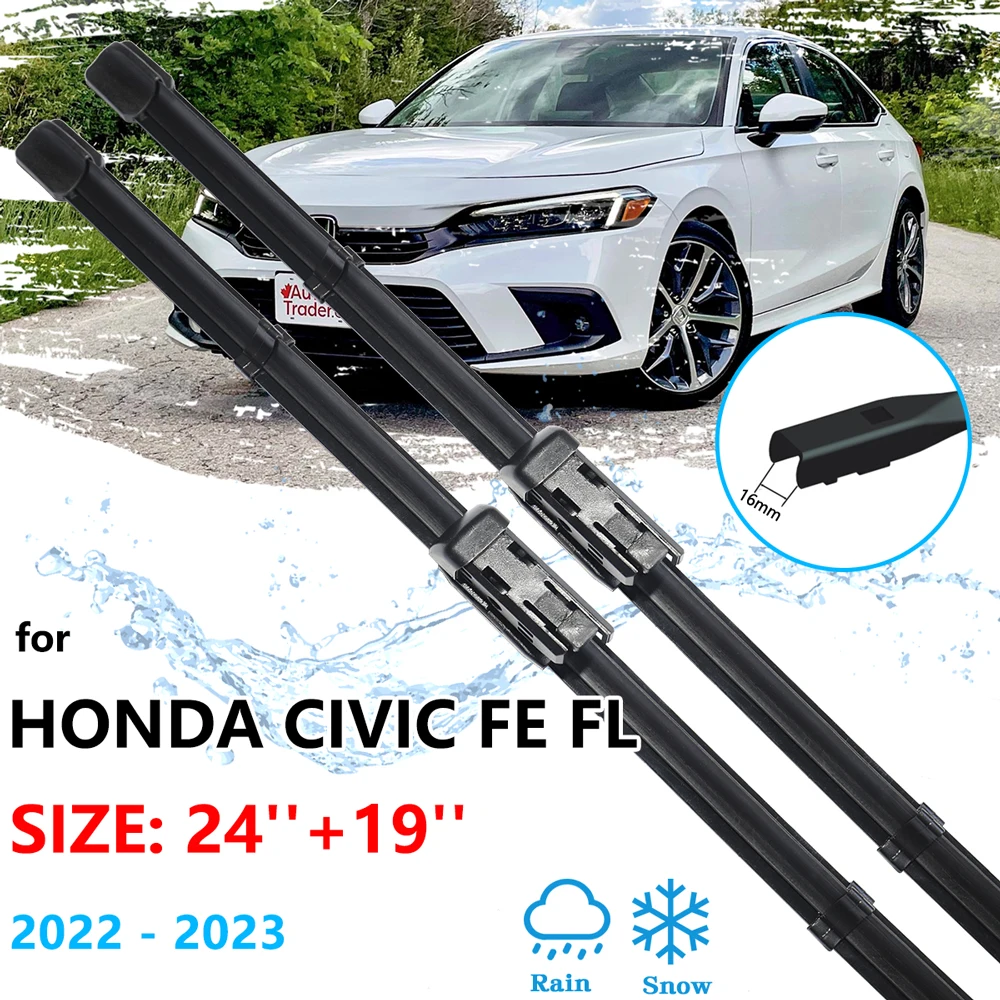 For Honda Civic FE FL MK11 2022 2023 for Frameless Wiper Blades Rubber Tablet Windshield Windscreen Windows Replacement Parts