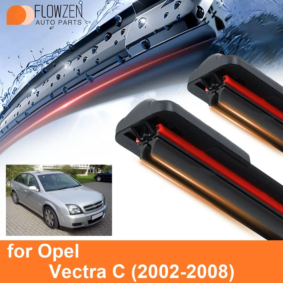 Car Windshield Wiper Blades for Opel Vectra C Double Rubber Frameless Bracketless WipersSoft Accessories 2005 2006 2007 2008