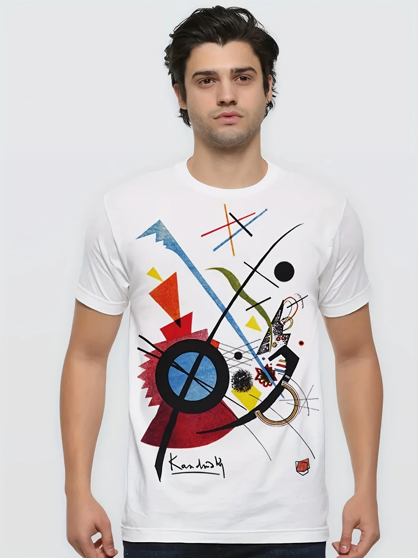 

Футболка с рисунком Wassily Kandinsky Worlds — унисекс с абстрактным геометрическим художественным принтом, повседневная футболка с короткими рукавами и круглым вырезом, машина