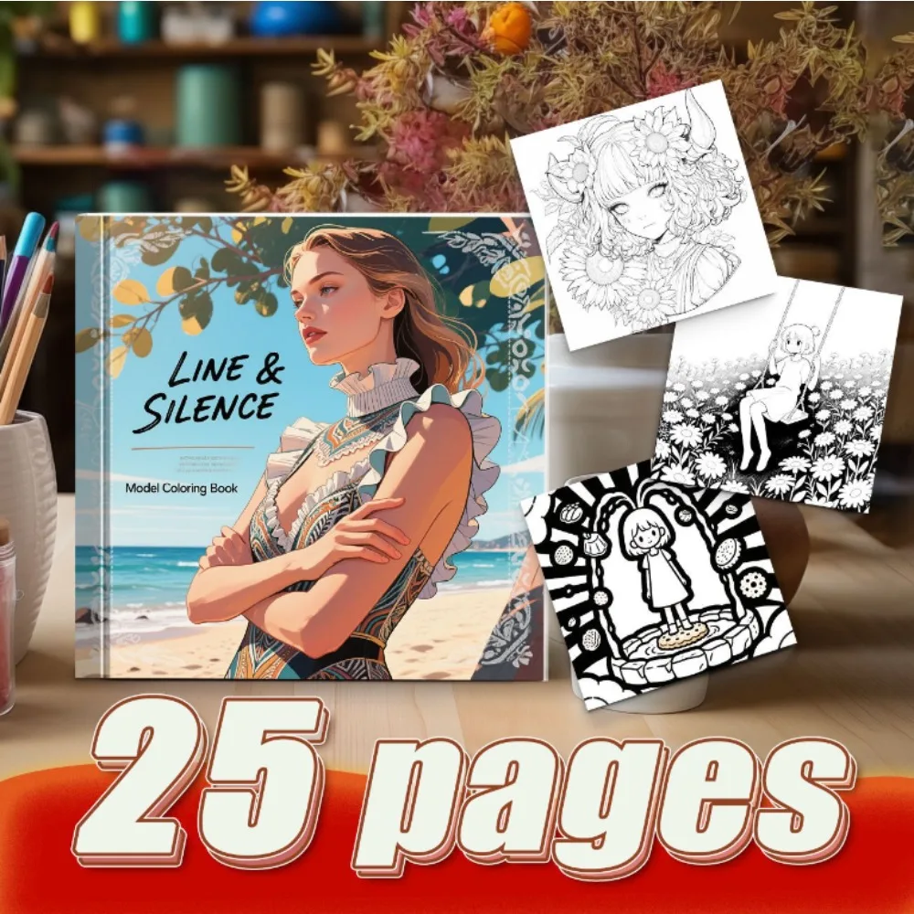 

Two Dimensional Girl Coloring Book Cute Patterns Teenager Healing DIY Hand Account Material Smooth Surface Easy Coloring