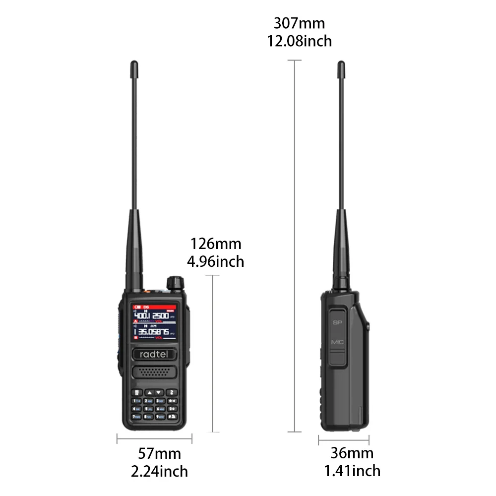 Radtel RT-470 아마추어 햄 양방향 라디오 방송국, 6 밴드, 256CH 에어 밴드 워키토키, NOAA LCD 컬러, 경찰 스캐너 항공, 10W