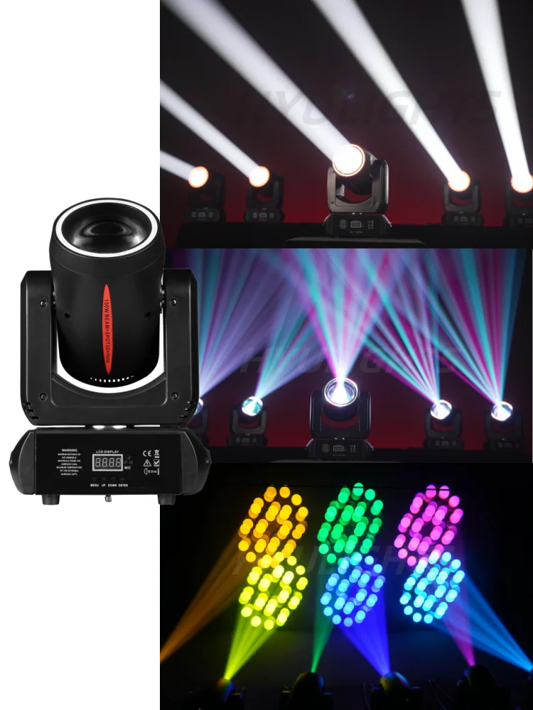 3D 180W Mini 3in1 Beam&3D Spot&Halo-Effekt LED Moving Head Lichter 8 Farben & 8 Gobos 18 rotierende Prismen DJ Wash DMX512 Bühnenlichter