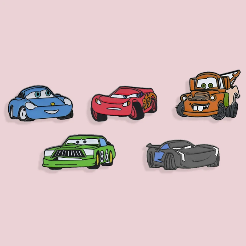 Cartoon Disney Cars Brooch Cute Lightning McQueen Mater Sally Enamel Pin Metal Badge Jewelry Clothing Backpack Accessories