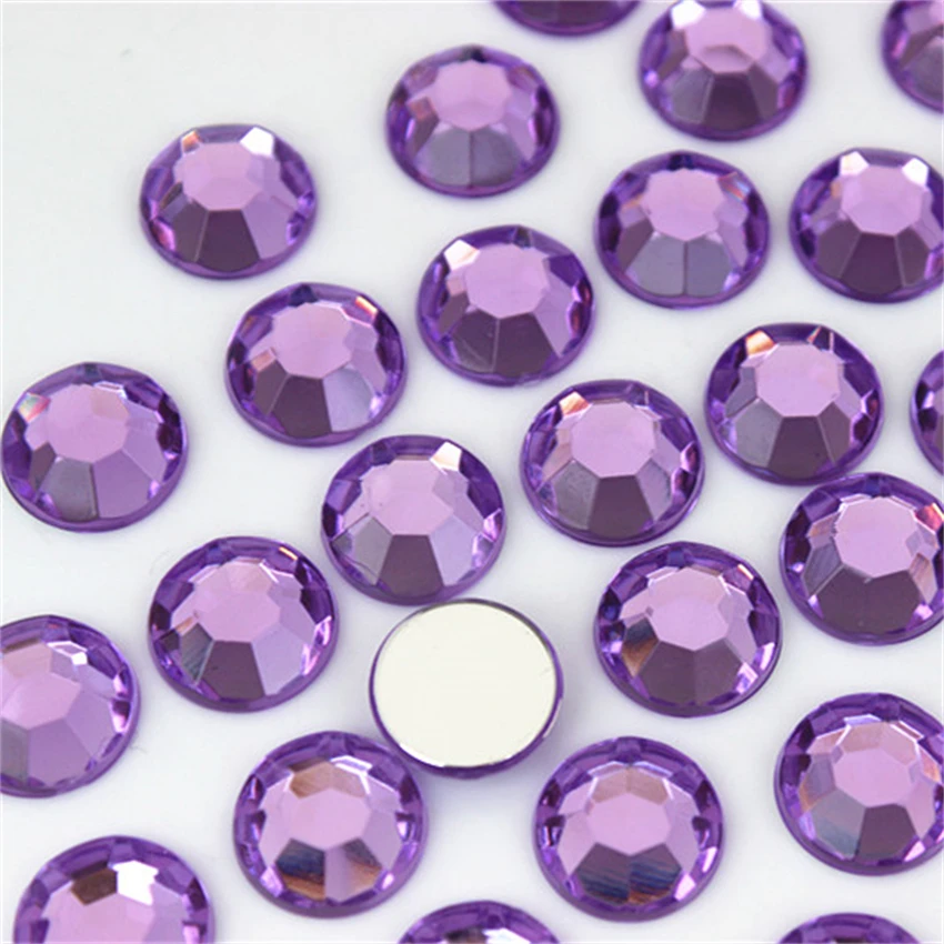 Micui 100pcs 10mm Round Acrylic Rhinestones Crystal Stones Flat Back beads No Hole For Clothes Headdress Crafts Decorations MC70