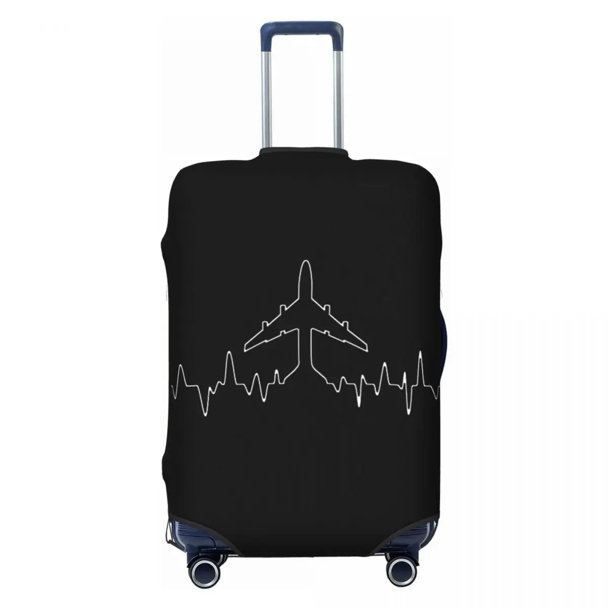 Custom Airplane Pilot Heartbeat Suitcase Cover Washable Aviation Plane Gift Travel Luggage Covers for 18-32 inch