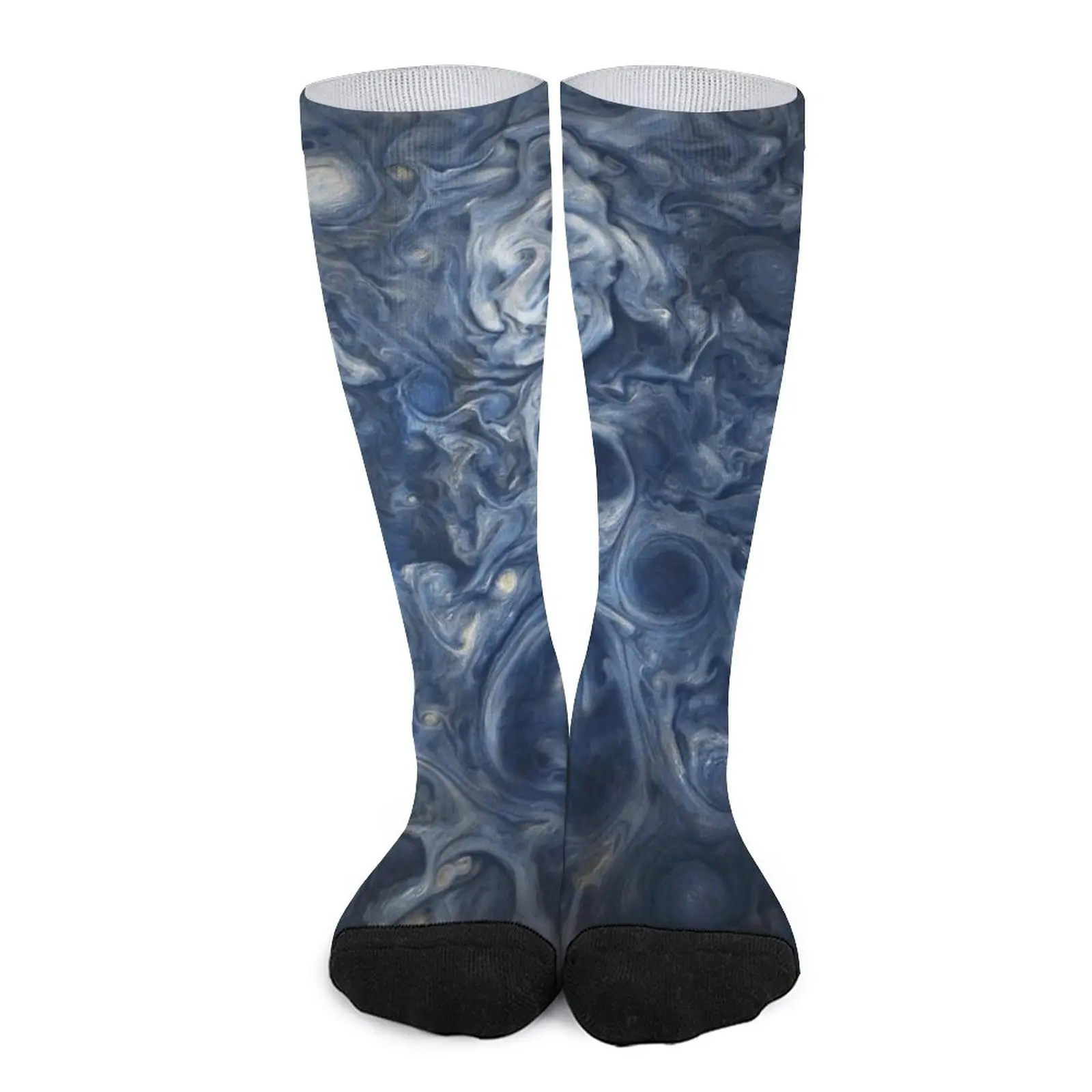 Swirling Blue Clouds of Planet Jupiter from Juno Cam Socks Fun socks Men's socks with print