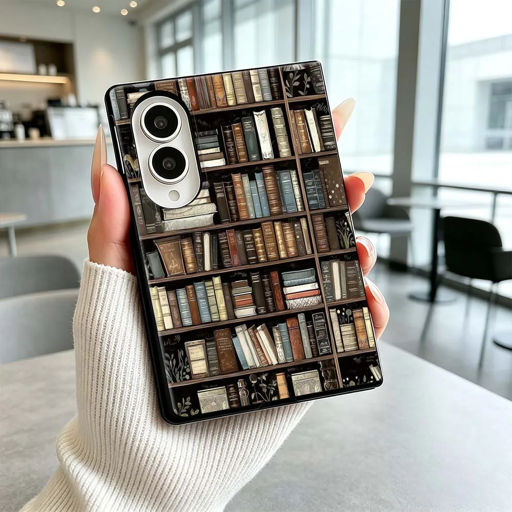 Luxury Bookshelf Phone Case For Samsung Galaxy Z Flip 8 Z Fold 8 Z Flip8 Wide ZFold Wide Shockproof Cover