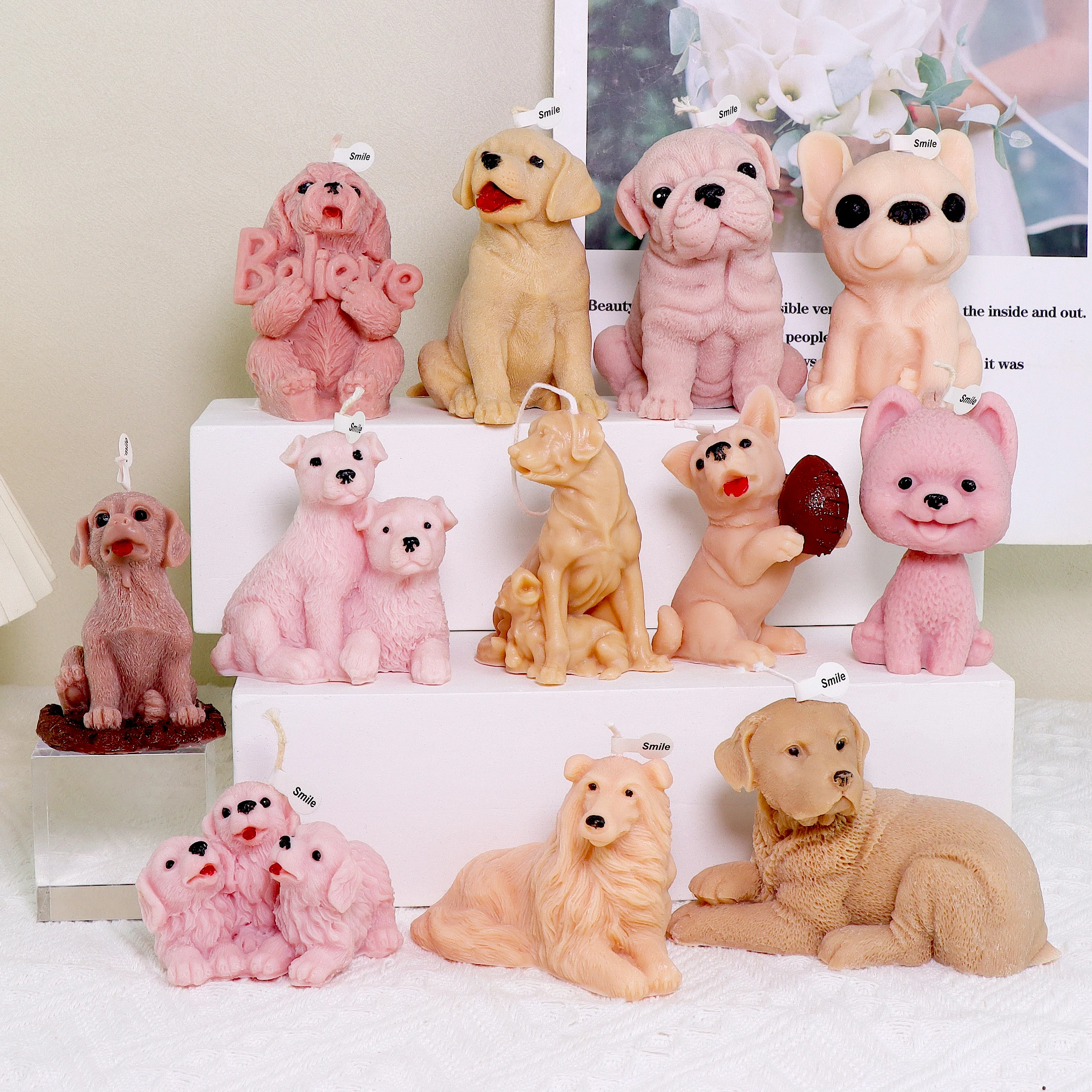 Moldes 3D para velas de silicona para perros nuevos, Shar Pei, cachorros, yeso perfumado, jabón, pastel de Chocolate, moldes para Fondant para hornear, molde para hacer Ainmal DIY