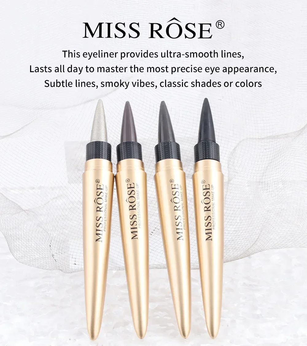 Miss Rose Beauty Black Colorful Intense Waterproof Eyeliner Pencil Makeup Long-Lasting Non Smudge Eyleliner Gel Pen Cosmetics