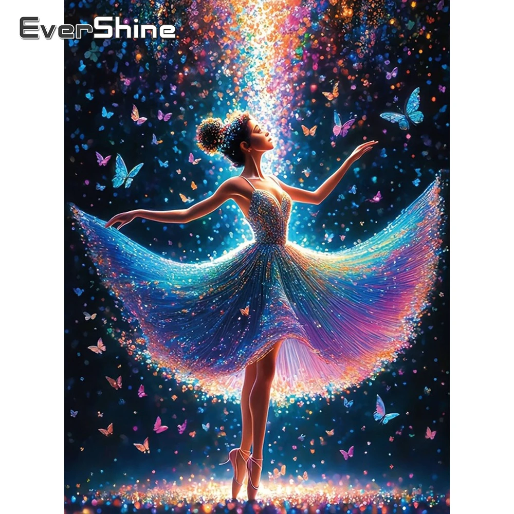 

EverShine Алмазная мозаика, портретная картина, стразы, картина для девочек, полная дрель, квадратная вышивка, бабочка, подарок ручной работы