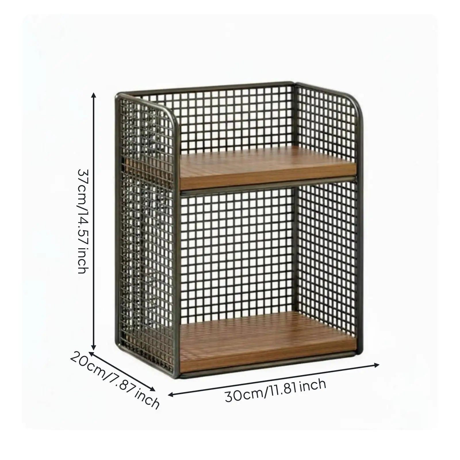 Compact Double Tier Bookshelf for Desk with Hutch and Storage Iron Wood Frame Desktop Organizer for Folding Desks for Study Room