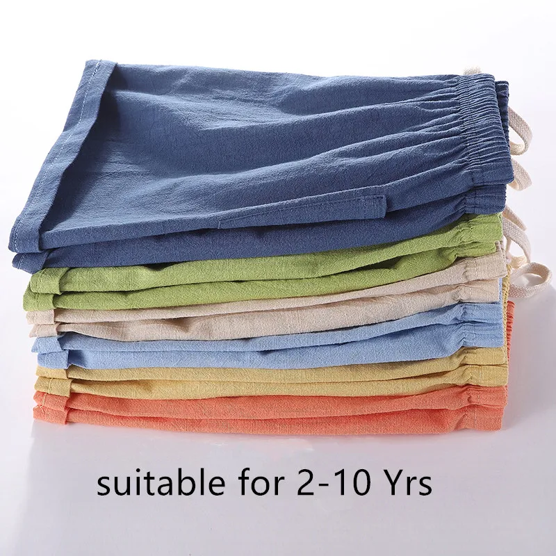 Children Summer Shorts For Boys Kids Casual Beach Shorts Candy Color Cotton Linen Breathable Soft Short Pants For Girl 100-160cm