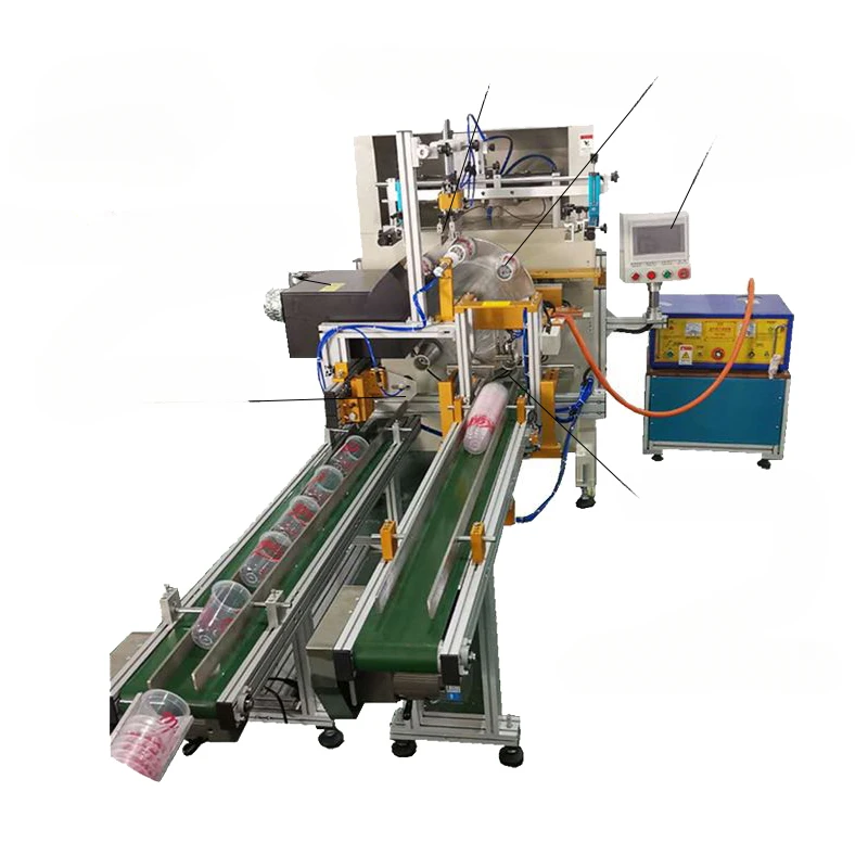 Rotating Screen Printer Automatic Multi Multiple Color Silk Screen Printing Machine For Plastic Paper PP Cup Logo Mug