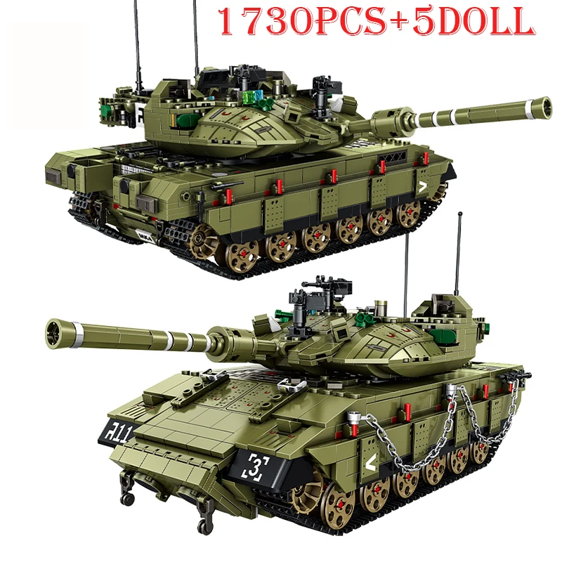 

WW2 Tank 2127PCS Military Building Blocks Model Russia China 99 German Leopard Israel British Tank Children's Toy Action Figure