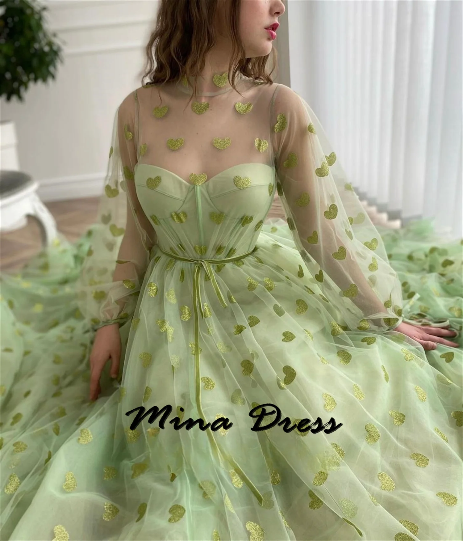 

Mina Customized Puff Sleeve Floral Gala Dress Es Evening Dresses Woman Elegant Dresses for Women Wedding Party Ball Gowns Prom