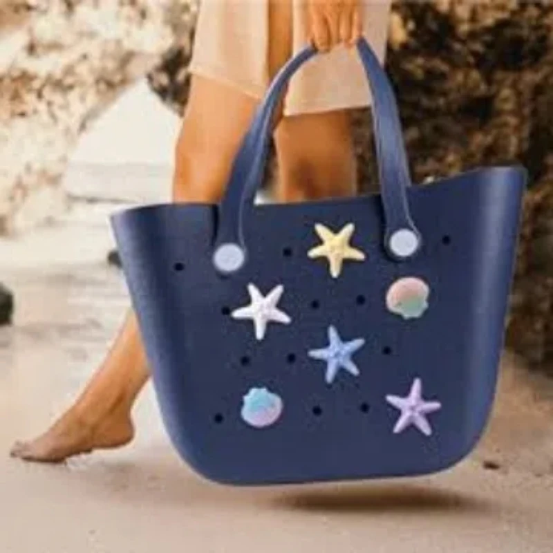 Dijes de concha de estrella de mar para bolso de playa, decoración impermeable para bolsa de playa, 6 piezas, accesorios para bolsa Bogg