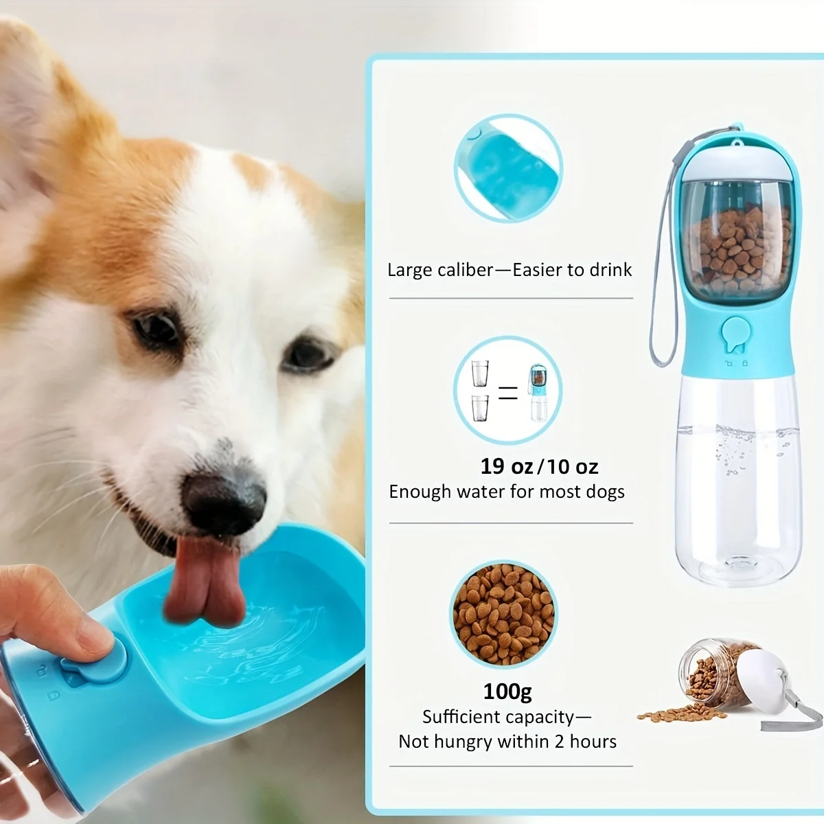 Portable Dog Cat Water Bottle with Storage Food and Water Container for Puppy Pets Feeder Bowl Outdoor Travel Pet Drinking Bowls