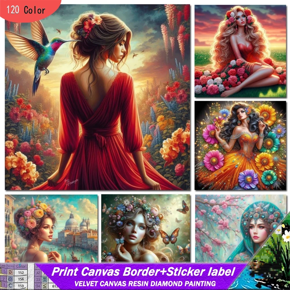 

DIY 5D 120 Ccolor смола алмазная живопись с наклейкой фэнтезийный цветок женщина вышивка мозаика наборы крестиков для домашнего декора