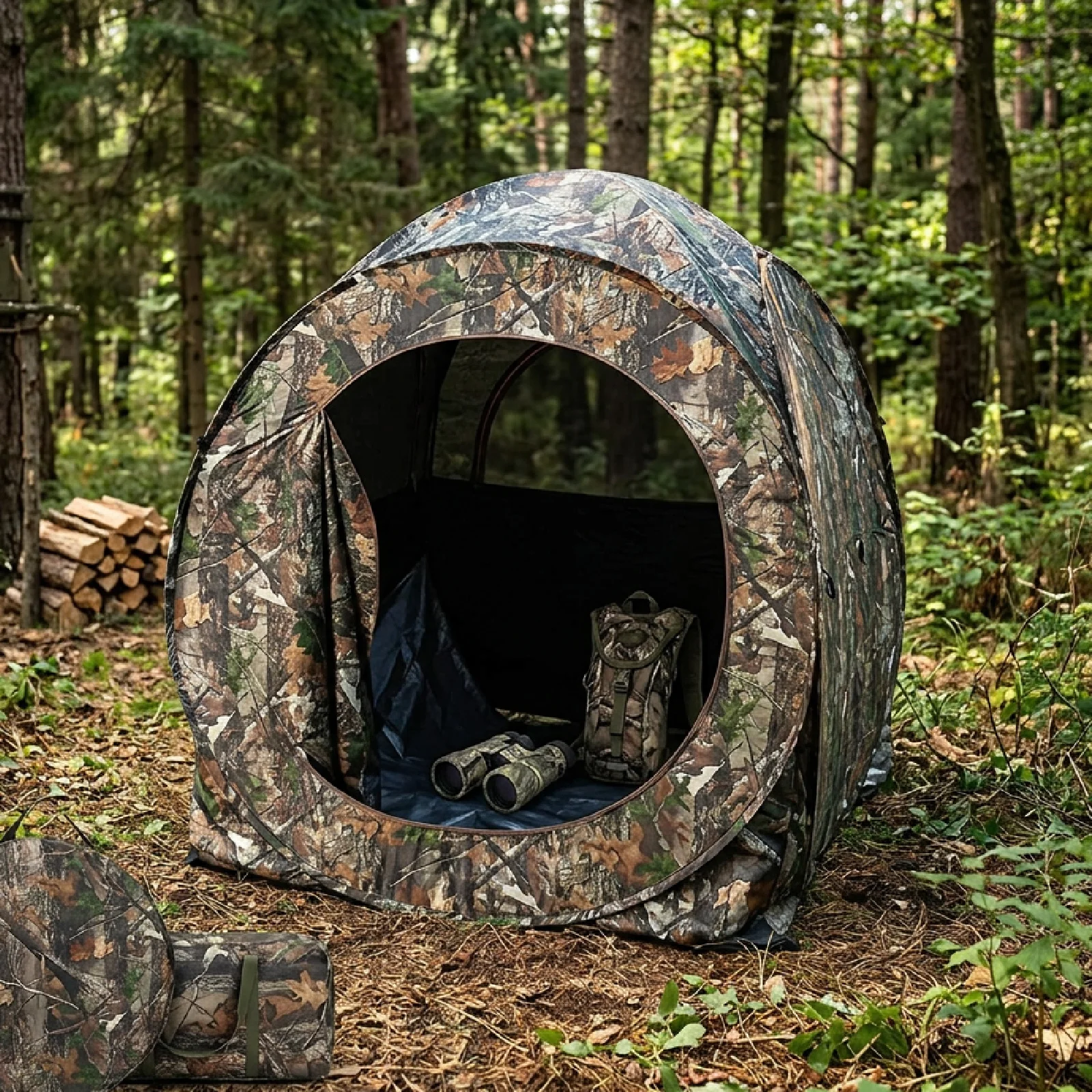 Camouflage Pop-Up Hunting Blind Ground Shelter - Easy Setup And Storage for Deer Turkey And Duck Hunting