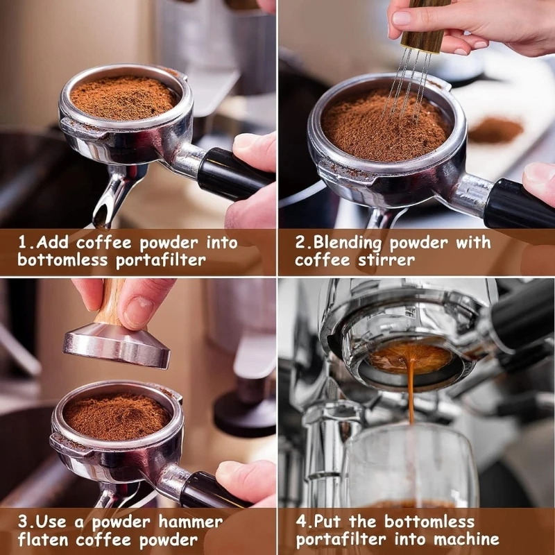 Stainless Steel Coffee Powder Tamper Espresso Powder Stirrer Distributor Leveler Tools Cafe Stirring Barista Drop Shipping