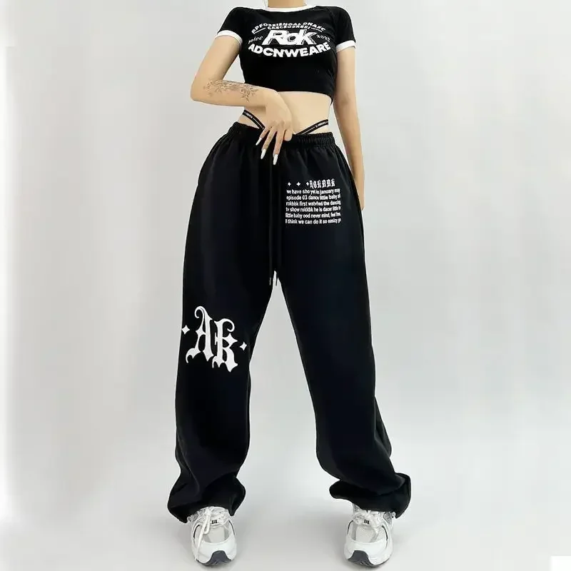 Japan Vintage Letter Print Sweatpants Women Korean Fashion Oversize Baggy Jogging Pants Y2k Trousers Gothic Streetwear