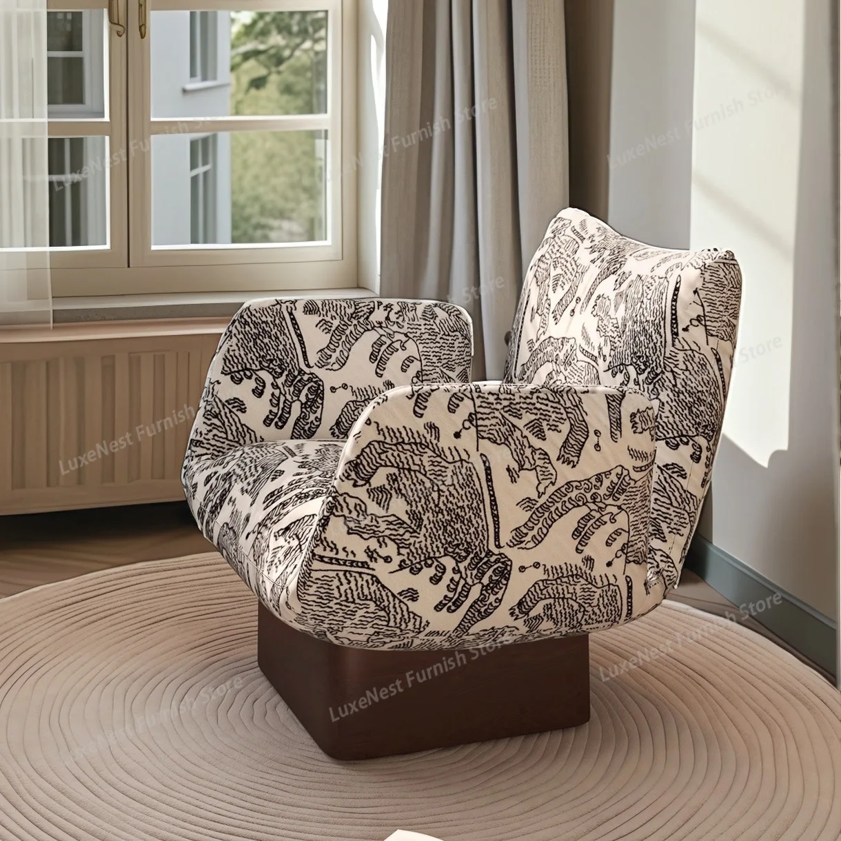 

Дизайнерское кресло для зоны отдыха в стиле середины века, акцентное кресло в стиле Ваби-Саби, винтажное кресло из массива дерева для гостиной