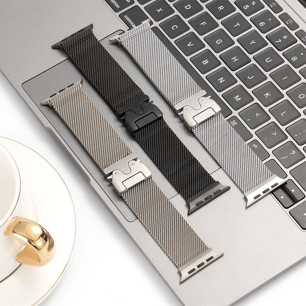 Титановая миланская петля для Apple Watch Ultra 2 49 мм серии 10 9 8 7 6 5 4 SE 46 мм 42 мм 41 мм 45 мм 44 мм 38-40 мм Ремешки Аксессуары