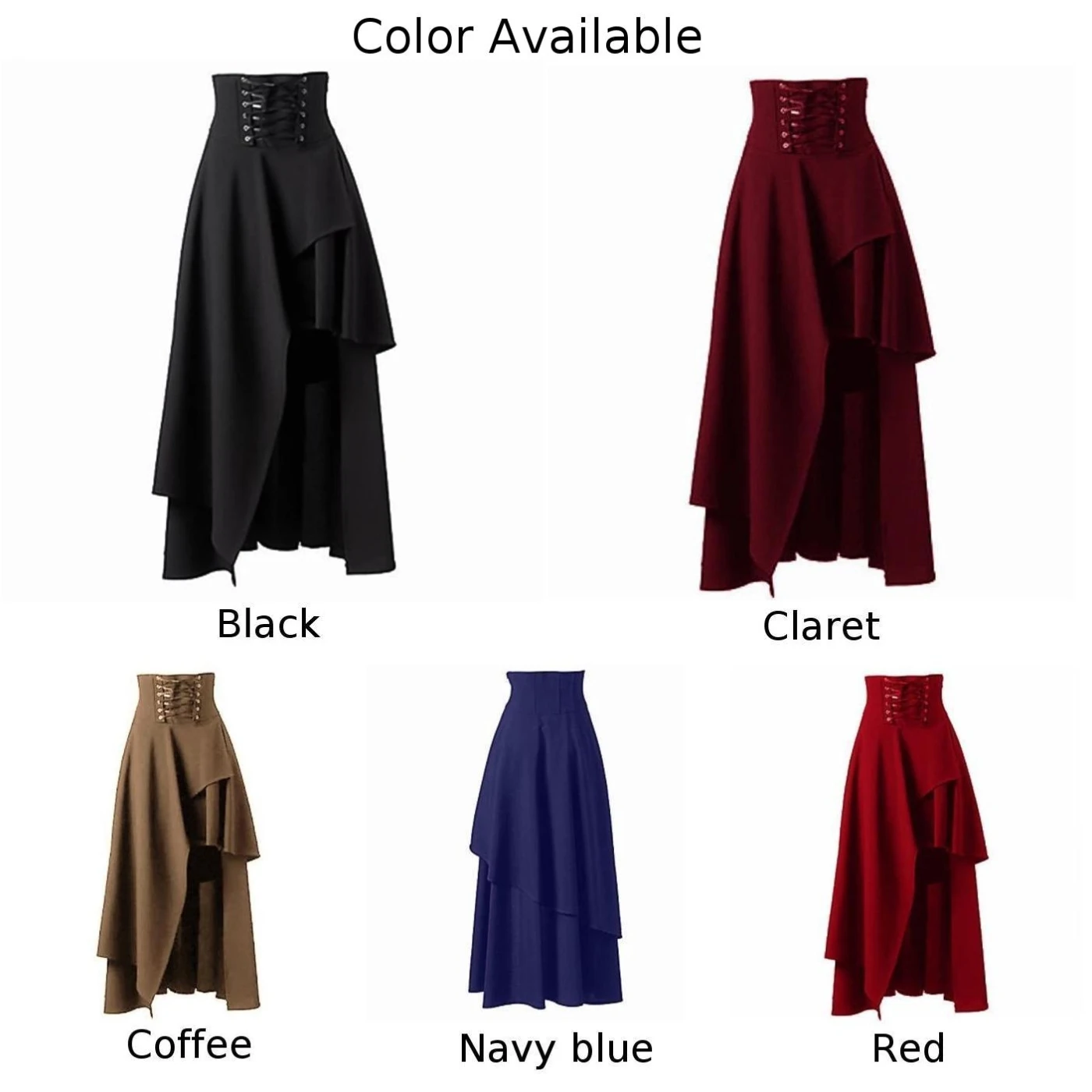 Asymmetric Skirt Women Gothic Steampunk Front Lace-up Tiered Ruffled Irregular Skirt High Waist Women Skirt Vintage Costume
