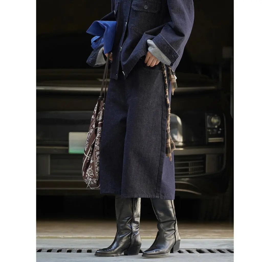 

Ранняя осень, новый стиль, широкие брюки в стиле ретро, оригинальные цветные джинсовые брюки средней длины, облегающие женские джинсы длиной пять четвертей