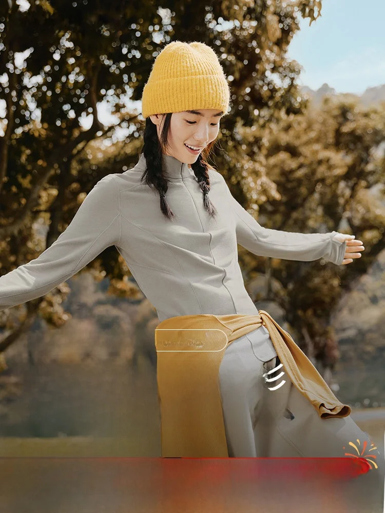 

Chic Ladies' Fce Lined Slim Fit Base irt f Zip Warm Top Early Autumn 2024 New Sle Winter Thermal Long Sve T-irt