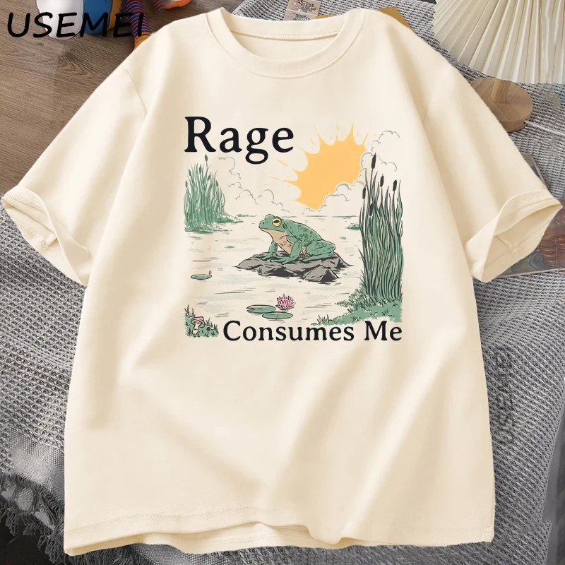 الغضب يستهلكني تي شيرت الضفدع بركة تي شيرت خمر نمط الرجال النساء التي شيرت طبيعة عاشق مضحك الضفدع الجرافيك بلايز للجنسين الملابس #3