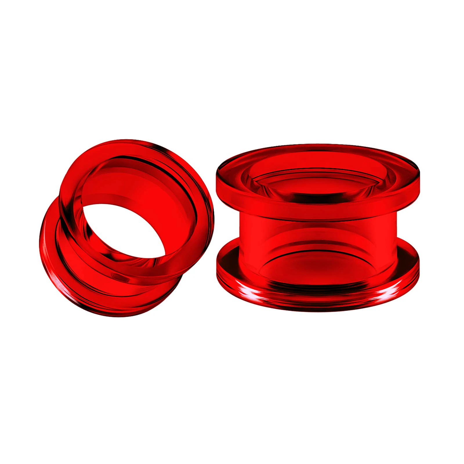 Red Silicone Double Flared Saddle Piercing Jewelry, 1 Pair