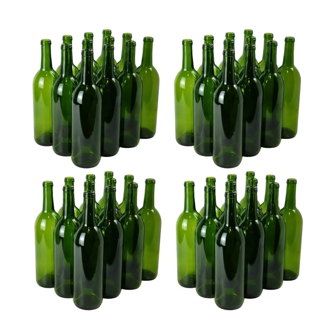 Green Wine Bottles 750ml, W5 Champagne Bordeaux, 48-Count Case - NO CORKS
