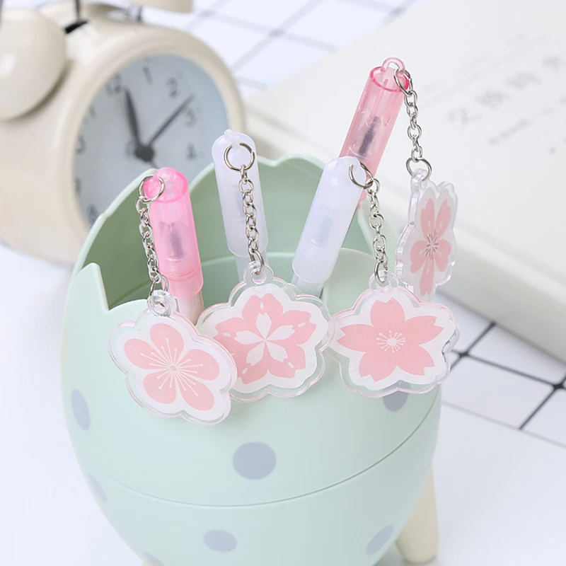 

50PCS Beautiful cherry blossom pendant Rollerball pen creative learning stationery office black signature pen