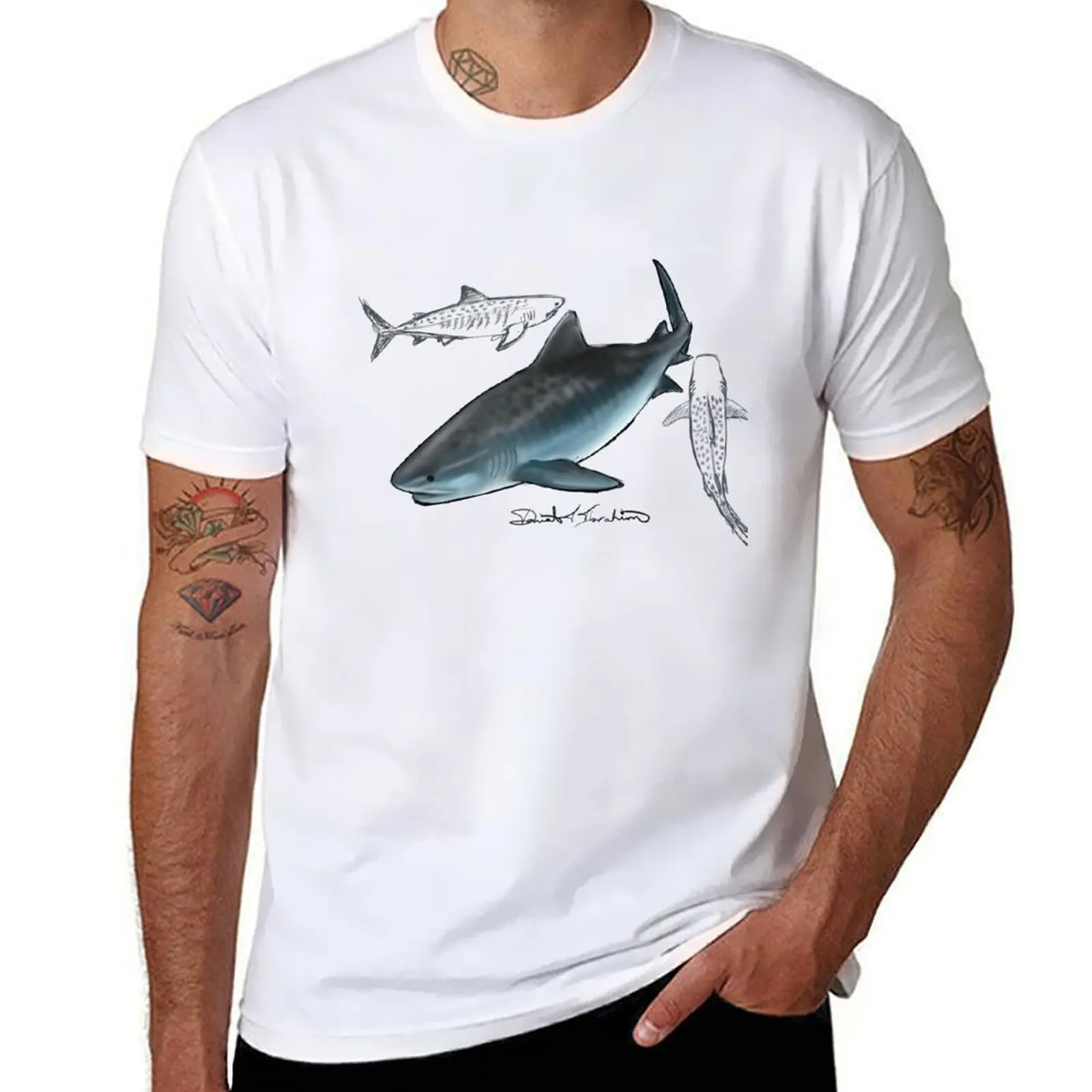 

T-Shirt shirts 100% Shark Tiger cotton t man funny cotton shirts t