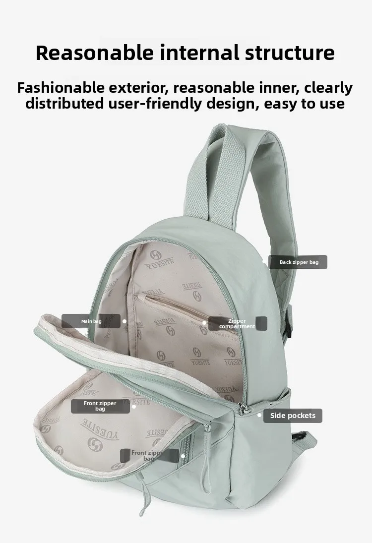 Neue Einfarbig Lässige Umhängetasche Leichte Wasserdichte Nylon Unisex Schulter Sling Rucksack Große Kapazität Reisetasche – Detail 14