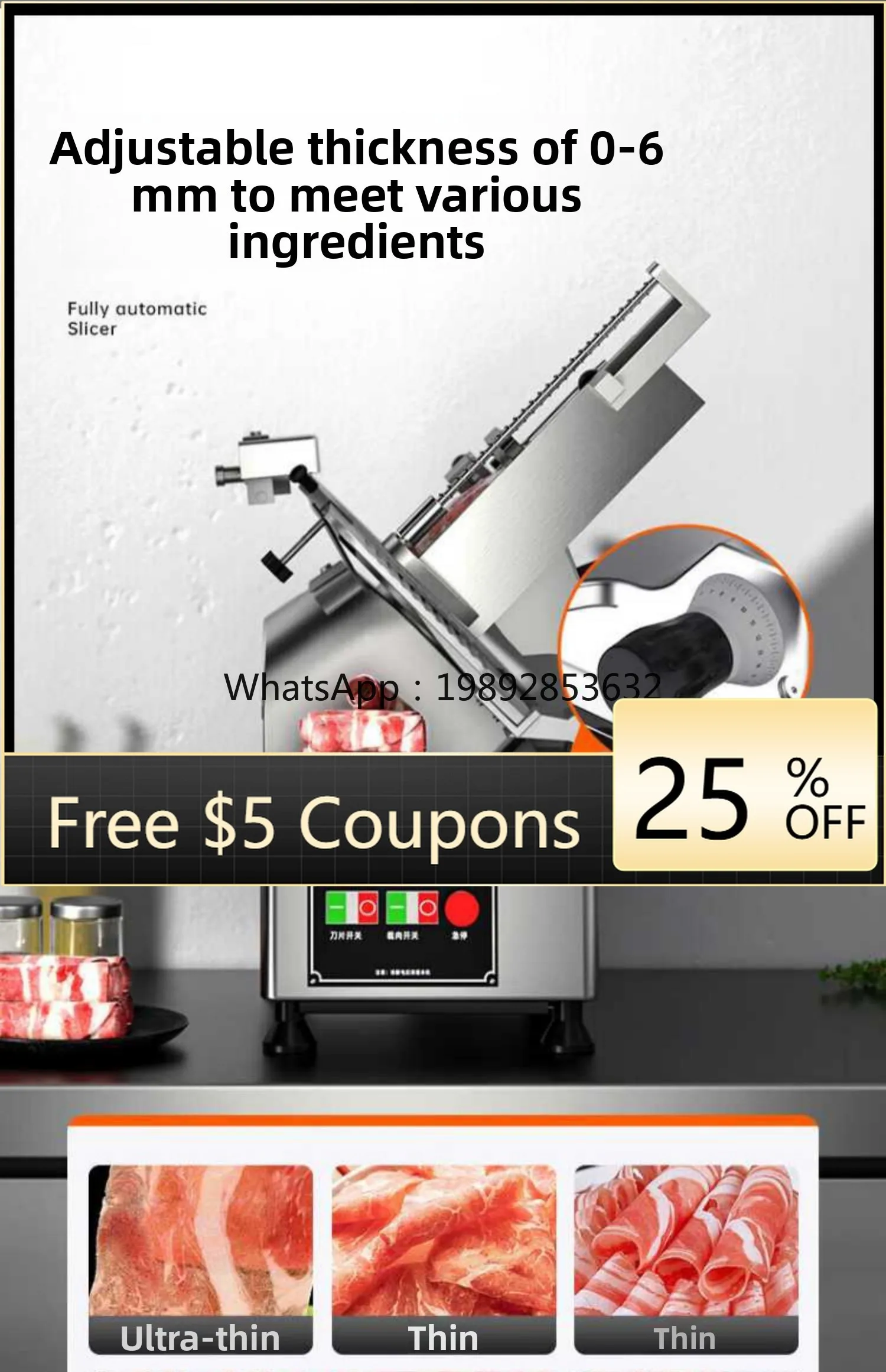 

ZZ sliced fully automatic frozen meat commercial fat beef mutton roll cooked meat cut meat barbecue hot pot restaurant motor