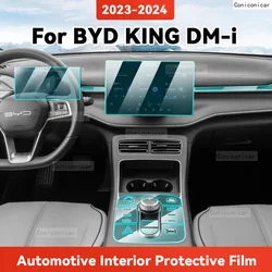 TPU For BYD KING DM-i 2023 2024 Transparent Protective Film Car Interior Central Control Navigation Panel Auto Sticker