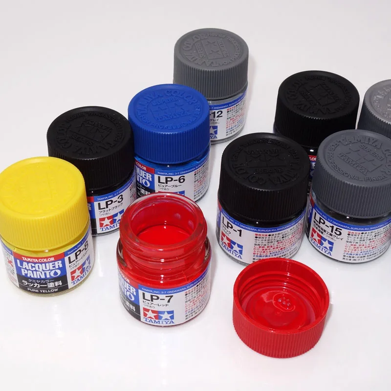Tamiya สีแลคเกอร์สี LP-70 TO LP-83 (82170-82183) ขวดโหล10มล. ไนโตรสีน้ำมันชุดระบายสีแบบใช้วัสดุสิ้นเปลือง